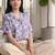 Print Satin Shirt Style Top