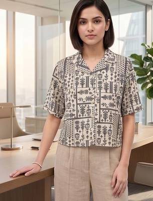 Print Ethnic Satin Shirt Style Top 3