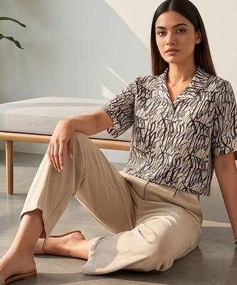 Print Ethnic Satin Shirt Style Top 4