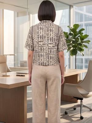 Print Ethnic Satin Shirt Style Top 5