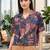 Print Satin Shirt Style Top