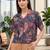 Print Satin Shirt Style Top