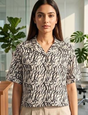 white print satin top 1