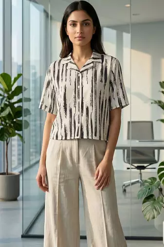 white print satin top