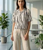 white print satin top