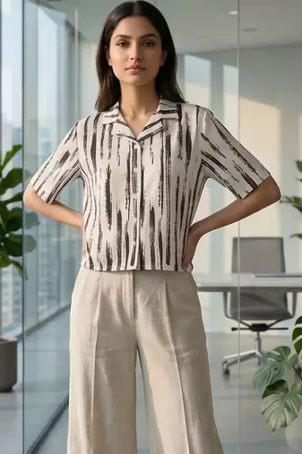 white print satin top