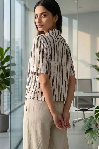 white print satin top