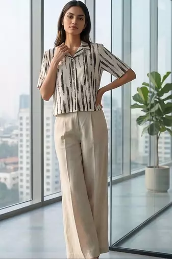 white print satin top