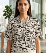 white print satin top