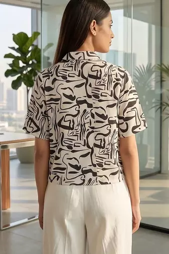 white print satin top