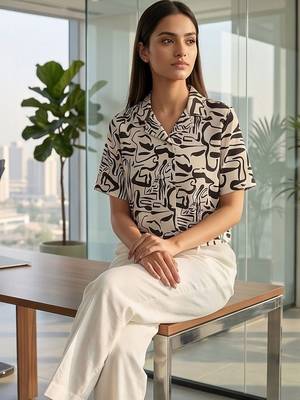 white print satin top 6