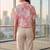 Floral Print Tropical Satin Shirt Style Crop Top