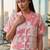 Floral Print Tropical Satin Shirt Style Crop Top