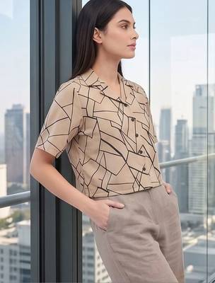 Geometric Print Satin Crop Top 6