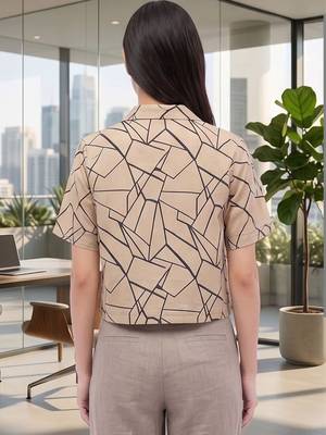 Geometric Print Satin Crop Top 7