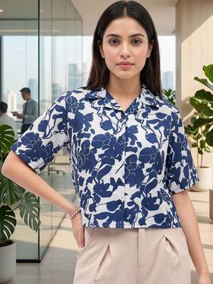 Floral Print Satin Crop Top 1