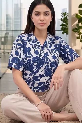 Floral Print Satin Crop Top