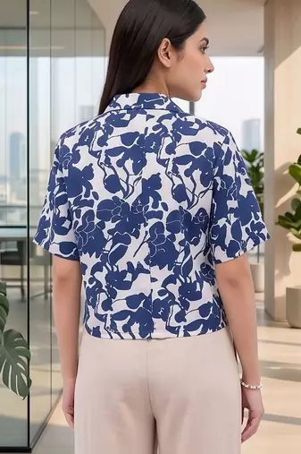 Floral Print Satin Crop Top
