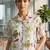 Print Satin Shirt Style Crop Top