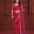 Red designer net saree with beads, sequins & pearl embroidery