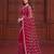 Red designer net saree with beads, sequins & pearl embroidery