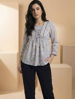 Floral Print Bohemian Cotton Blend Top 1