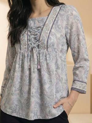 Floral Print Bohemian Cotton Blend Top 2