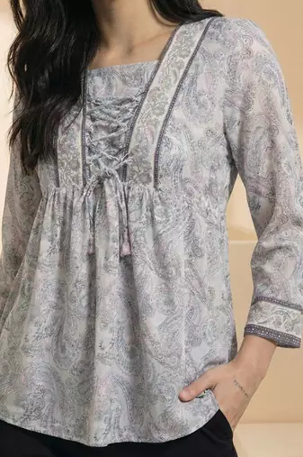 Floral Print Bohemian Cotton Blend Top