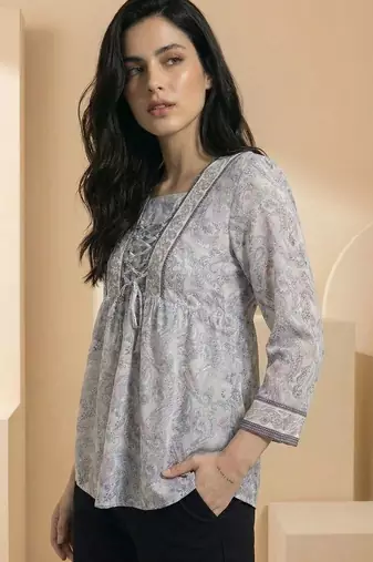Floral Print Bohemian Cotton Blend Top
