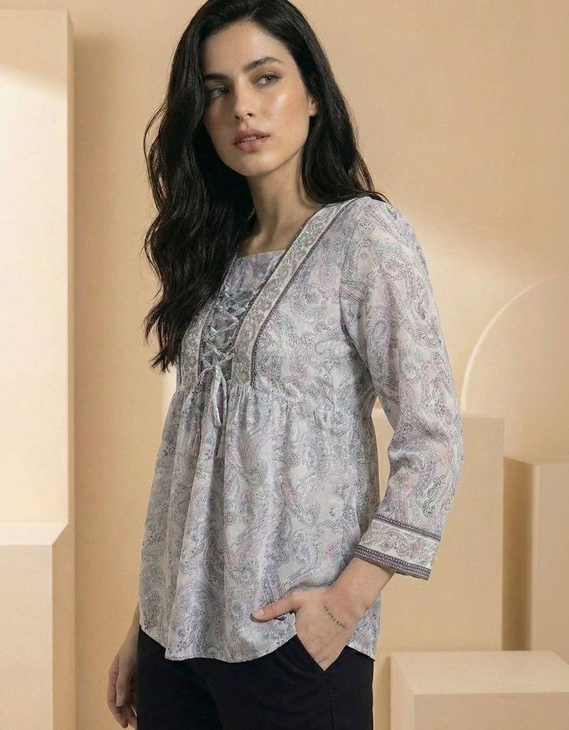 Floral Print Bohemian Cotton Blend Top