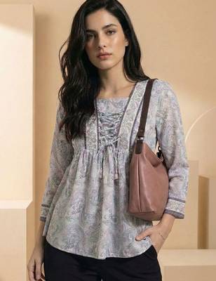 Floral Print Bohemian Cotton Blend Top 5