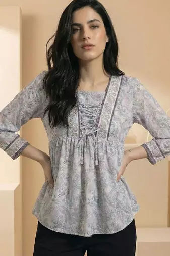 Floral Print Bohemian Cotton Blend Top