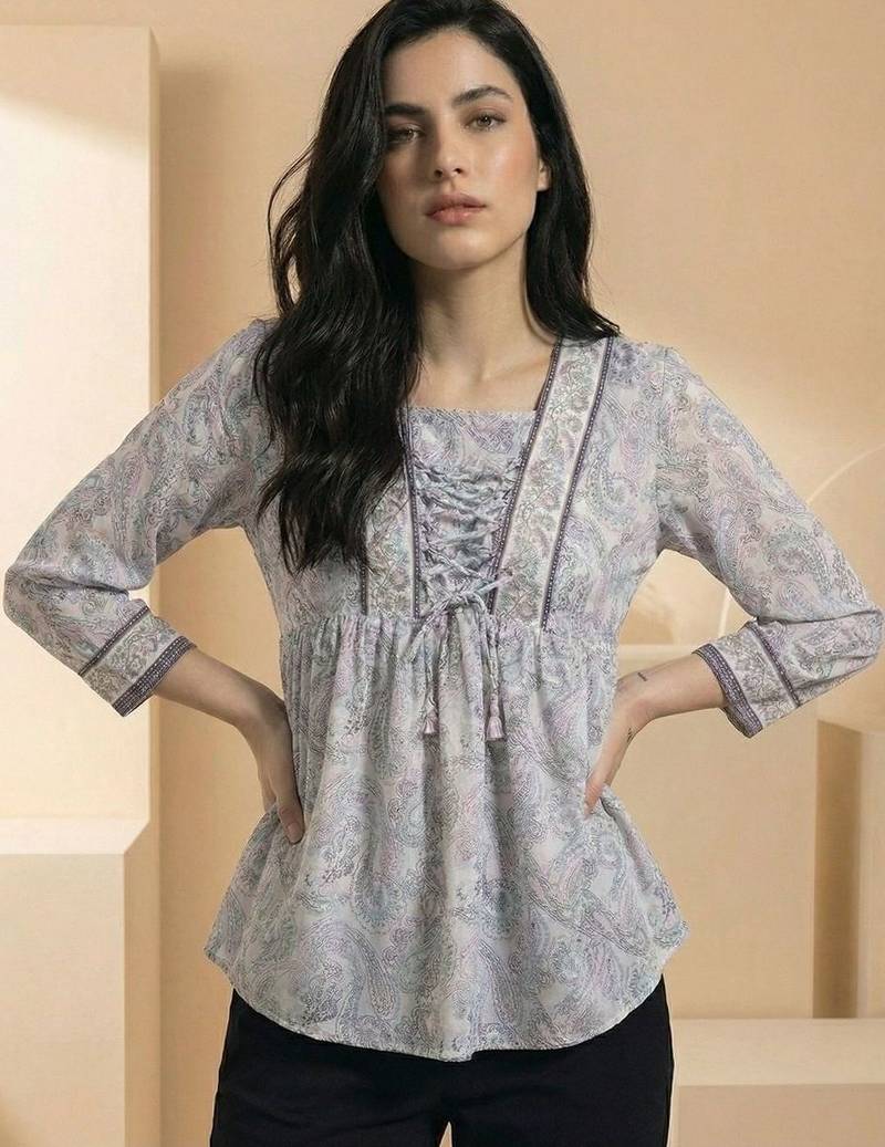 Floral Print Bohemian Cotton Blend Top