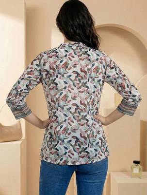 Floral Print Mandarin Collar Top 4