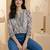 Floral Print Mandarin Collar Top