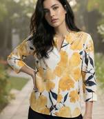 Floral Print Mandarin Collar Top
