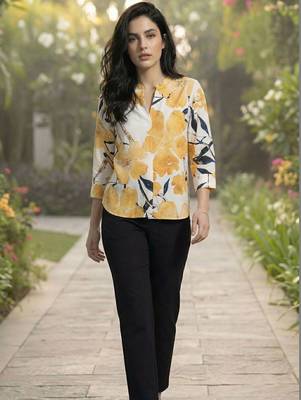 Floral Print Mandarin Collar Top 4