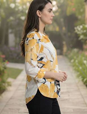 Floral Print Mandarin Collar Top 5