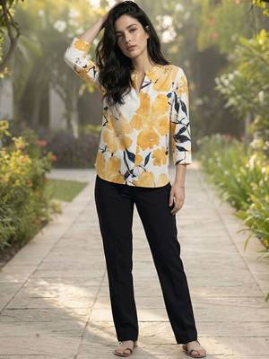Floral Print Mandarin Collar Top 6