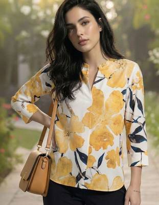 Floral Print Mandarin Collar Top 7