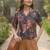 Print Monochrome Satin Shirt Style Top