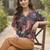 Print Monochrome Satin Shirt Style Top