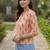 Print Puff Sleeve Ethnic Top