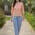 Print Puff Sleeve Ethnic Top