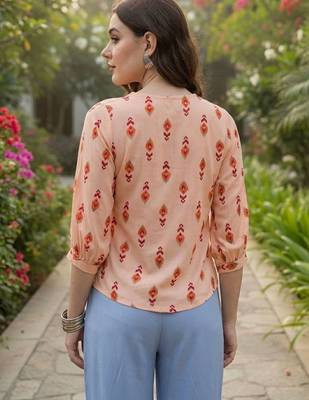 Print Puff Sleeve Ethnic Top 7