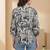 Geometric Print Puff Sleeve Satin Blend Top