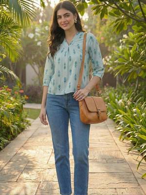 Print Puff Sleeve Ethnic Top 3