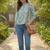 Print Puff Sleeve Ethnic Top