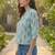 Print Puff Sleeve Ethnic Top