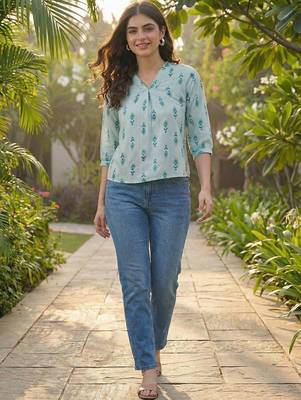 Print Puff Sleeve Ethnic Top 7